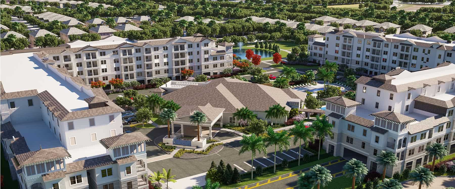 Aerial rendering of arcadia gardens project